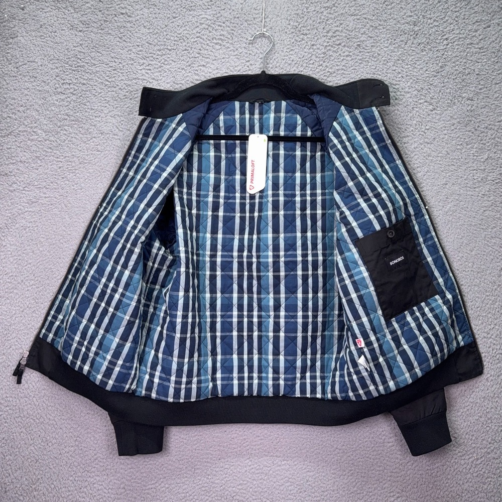 Bonobos Coat Mens M Black Harrington Bomber Jacket Preppy Classic Plaid Lined - Picture 2 of 9